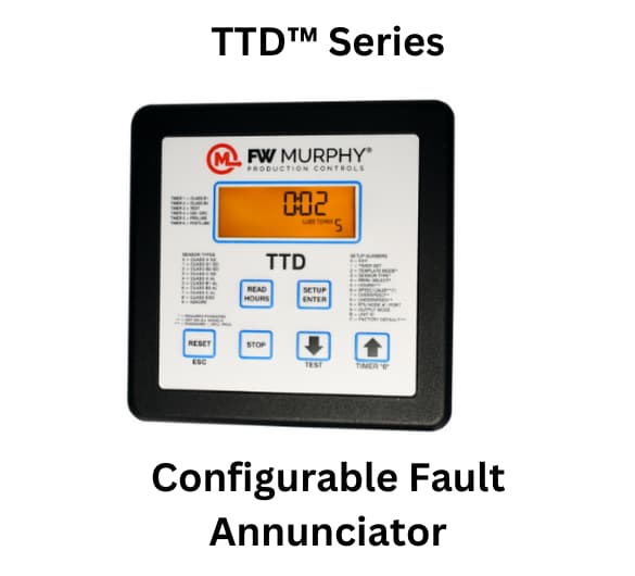  Image of TTD Series Fault Annunciator by FW Murphy, highlighting its configurable options for effective fault management